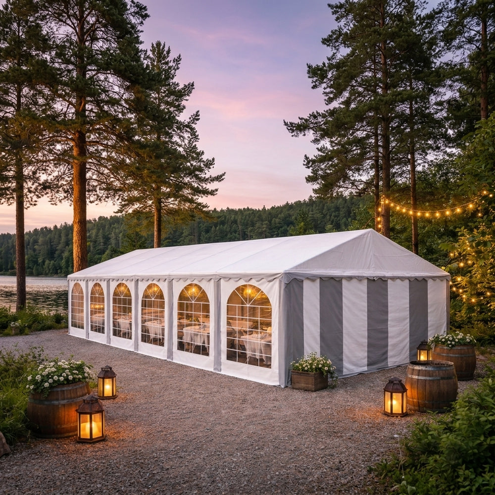 5x12m Marquee Tent PVC 900g/m² Grey/White