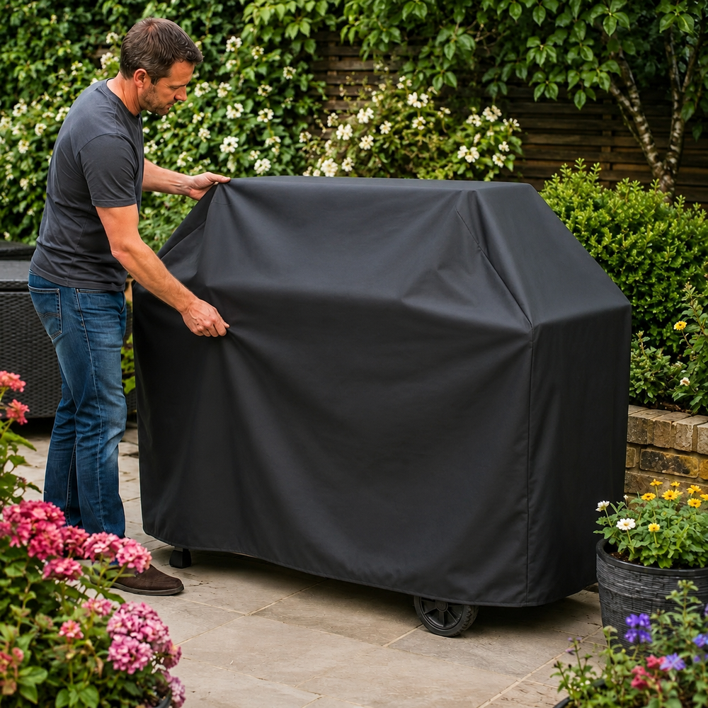 Large BBQ Cover – Black – Heavy Duty Polyethylene – Outdoor Protection