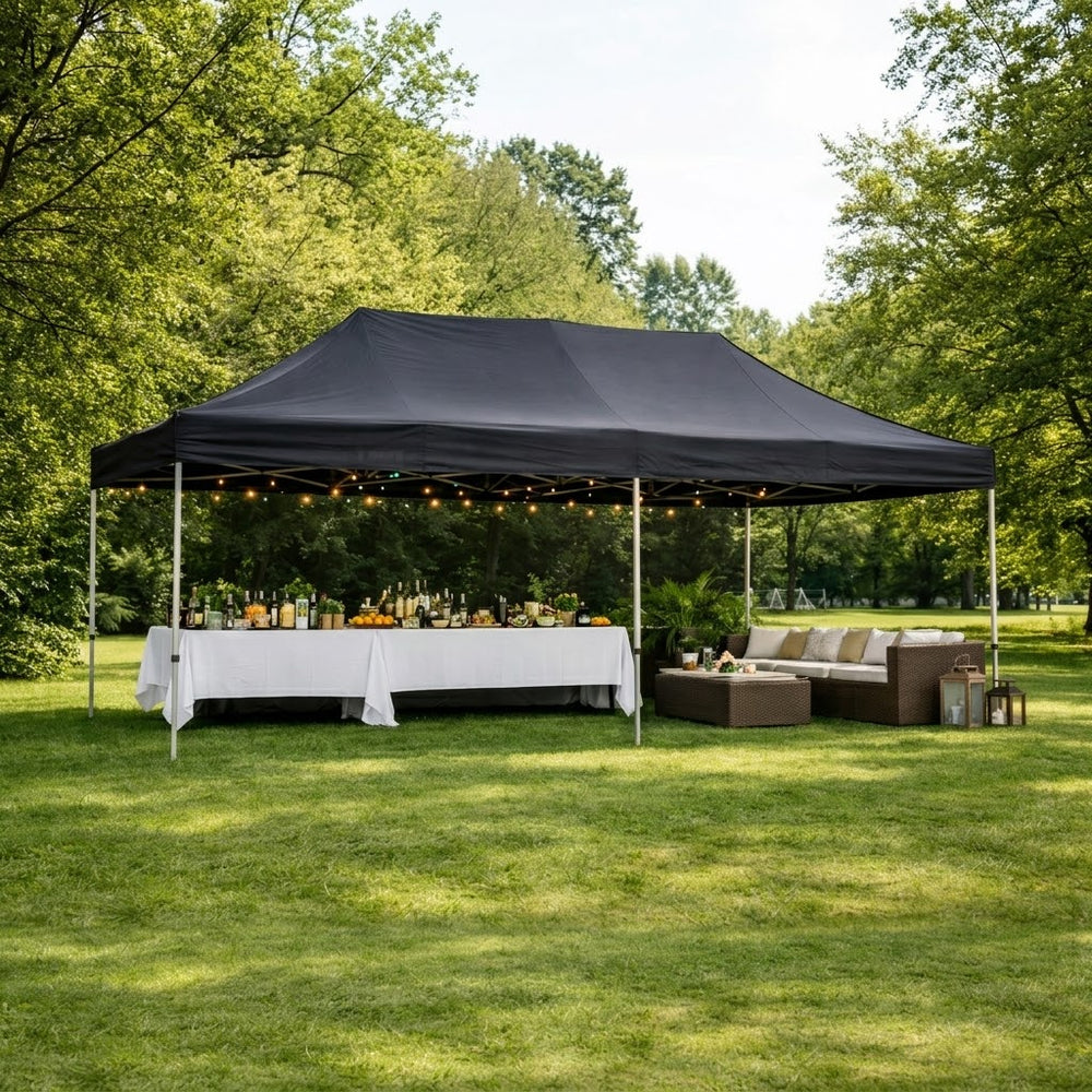 Professional 3x6m Ultra-Strong Black Pop Up Gazebo | Heavy Duty Commercial Aluminium Marquee Waterproof Outdoor Tent