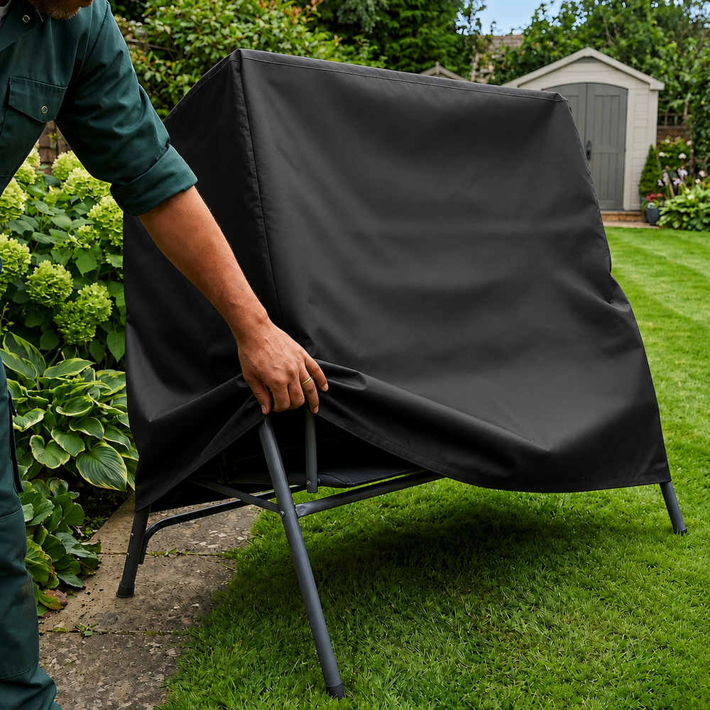 3 Seater Swing Seat Cover – Black – Heavy Duty Polyethylene – Garden Furniture Protection