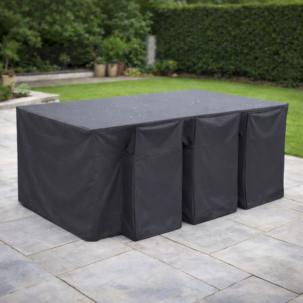 6 Seater Rectangular Cube Set Cover – Charcoal – Durable Polyester – Outdoor Protection