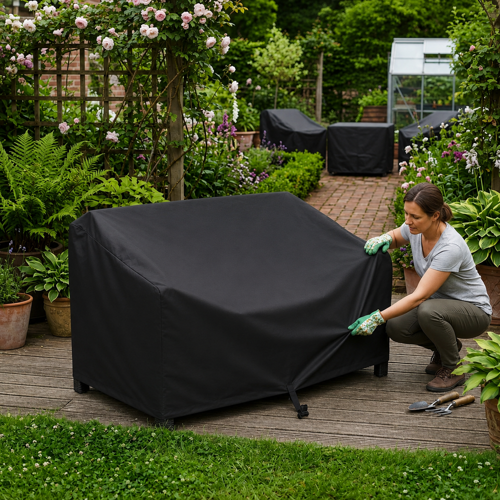 Heavy Duty Sofa Cover – 2-3 Seater – Black – Outdoor Furniture Protection