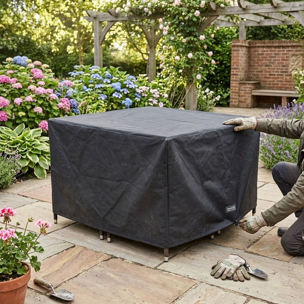4 Seater Medium Cube Set Cover – Black – Super Tough Waterproof – Outdoor Furniture Protection