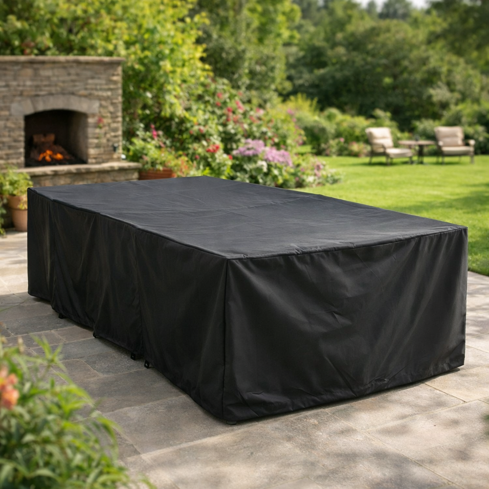 Heavy Duty Furniture Set Cover – 8-10 Seater – Black – Outdoor Protection