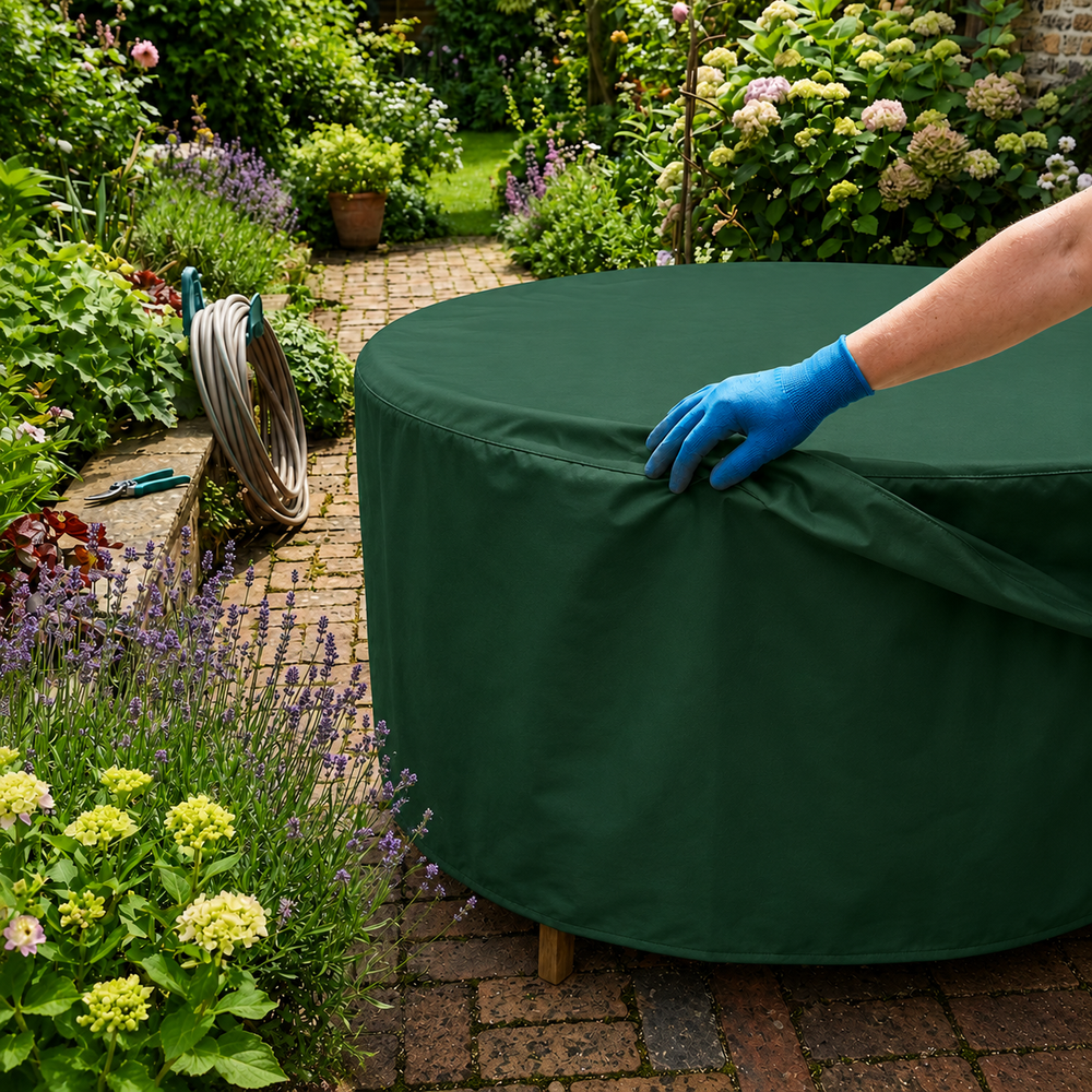 Circular Table Cover – 4 Seat – Reversible PVC Polyester – All Weather Protection