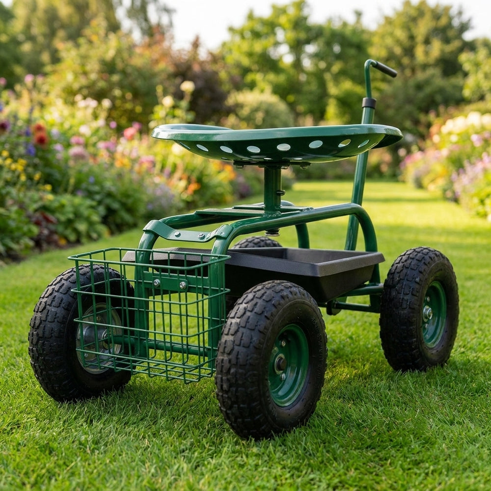 Mobile Heavy-Duty Garden Seat for Comfortable Outdoor Relaxation - detail view
