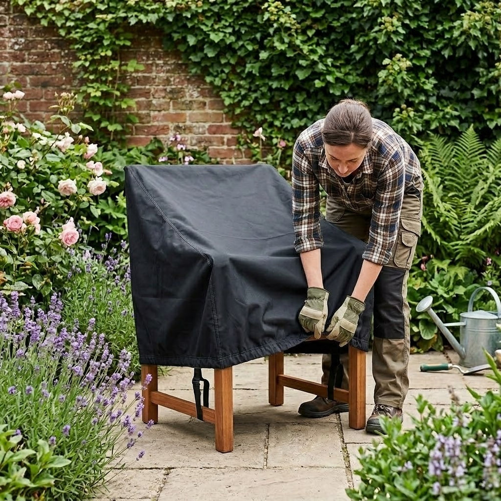 Heavy Duty Armchair Cover – Black – Waterproof Polyethylene – Outdoor Protection