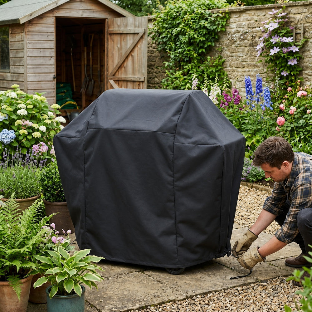Medium Barbecue Cover – Black – Super Tough Polyester – Outdoor Protection
