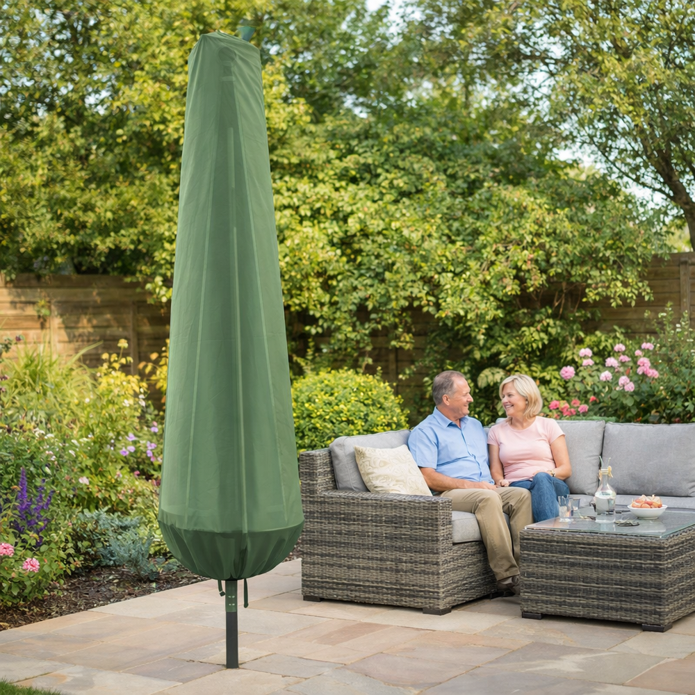 Medium Parasol Cover – Green – Durable Polyester – Outdoor Protection