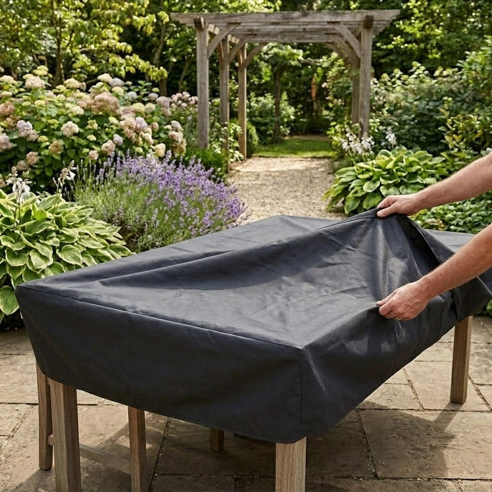 Rectangular Table Cover – Black – Heavy Duty Waterproof – Outdoor Protection