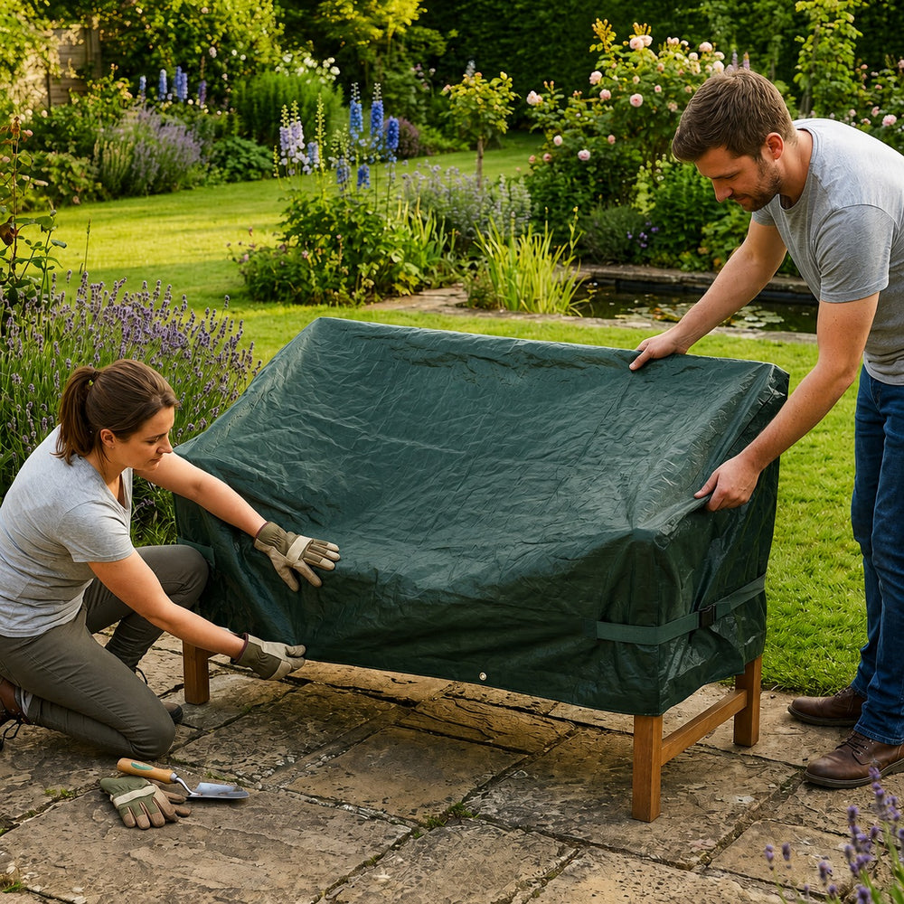 Heavy Duty 2 Seater Bench Cover – Green – Polyethylene Protection – Outdoor Furniture