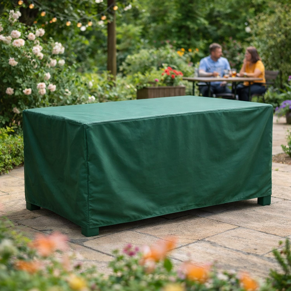Heavy Duty 4 Seater Rectangular Table Cover – Green – Polyethylene – Outdoor Protection