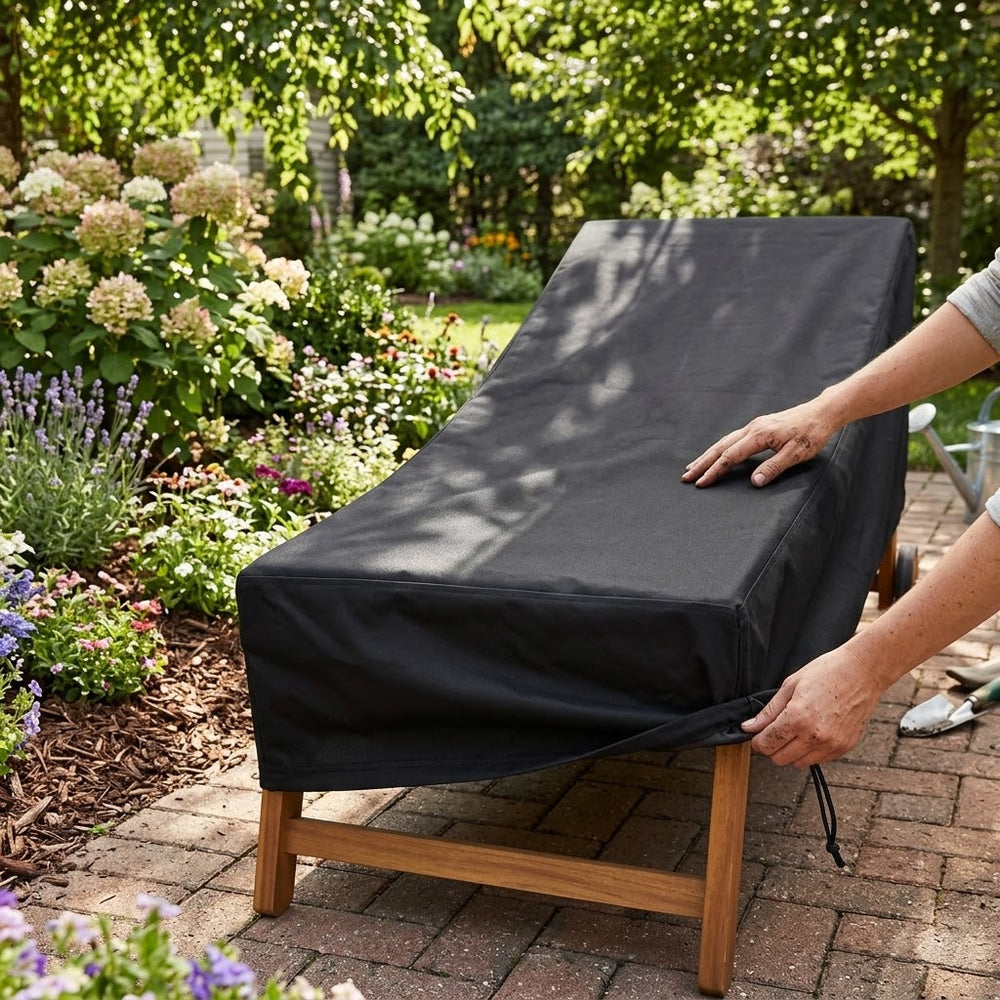 Sunbed Cover – 220x80x55 cm Black – Heavy Duty Waterproof – Outdoor Furniture Protection