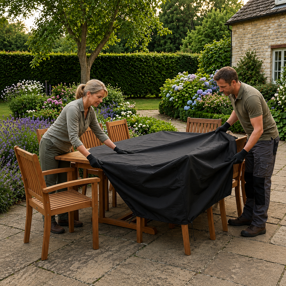 Heavy Duty 6 Seater Rectangular Furniture Cover – Black – Waterproof Protection
