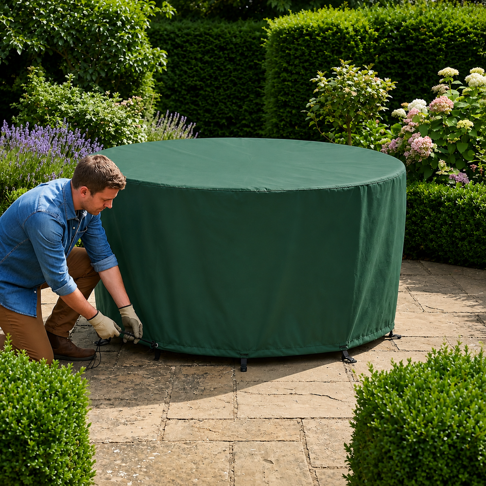 Circular Patio Set Cover – 90cm High – Green – All-Weather Protection