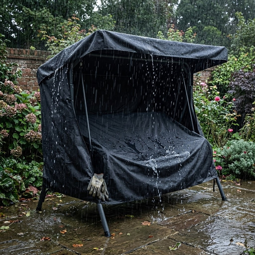 Heavy Duty Swing Seat Cover – 3-4 Seater Black – Weatherproof Protection