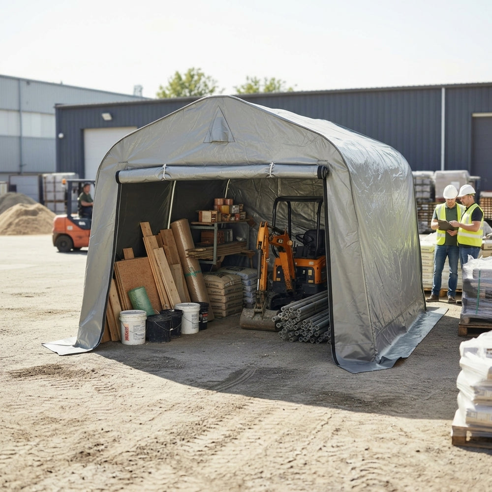 2.4x2.4x2m Grey PE Outdoor Storage Tent Shelter