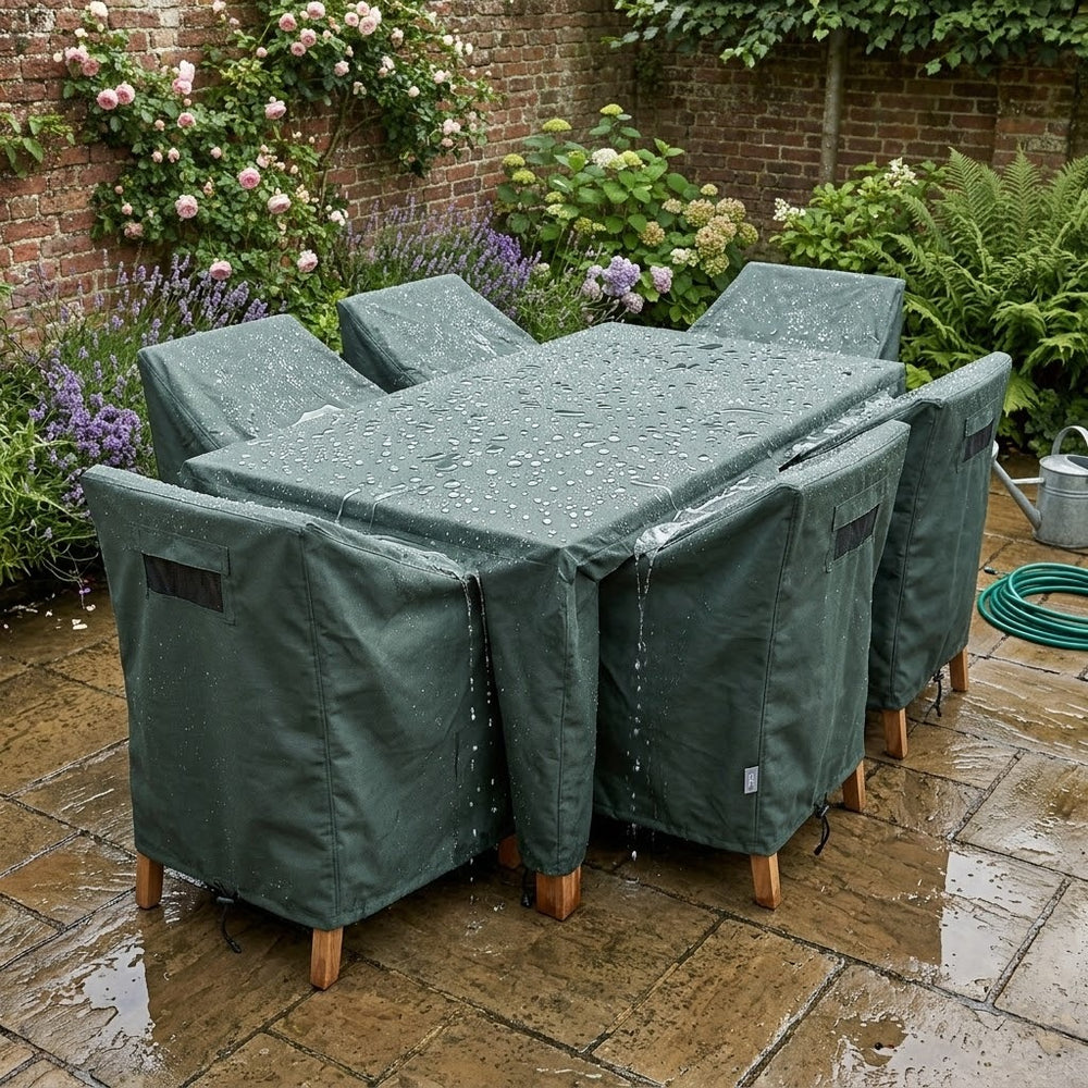 Heavy Duty 6 Seater Rectangular Furniture Cover – Green – Polyethylene – Outdoor Protection