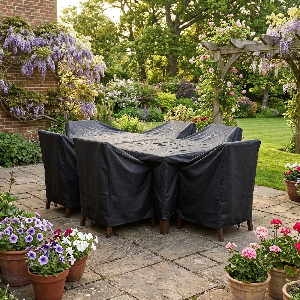 Heavy Duty Furniture Set Cover – 6 Seater Black – Waterproof Protection