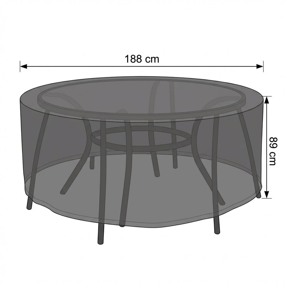 Round Furniture Set Cover – 4-6 Seater Black – Heavy Duty Protection – Garden Use