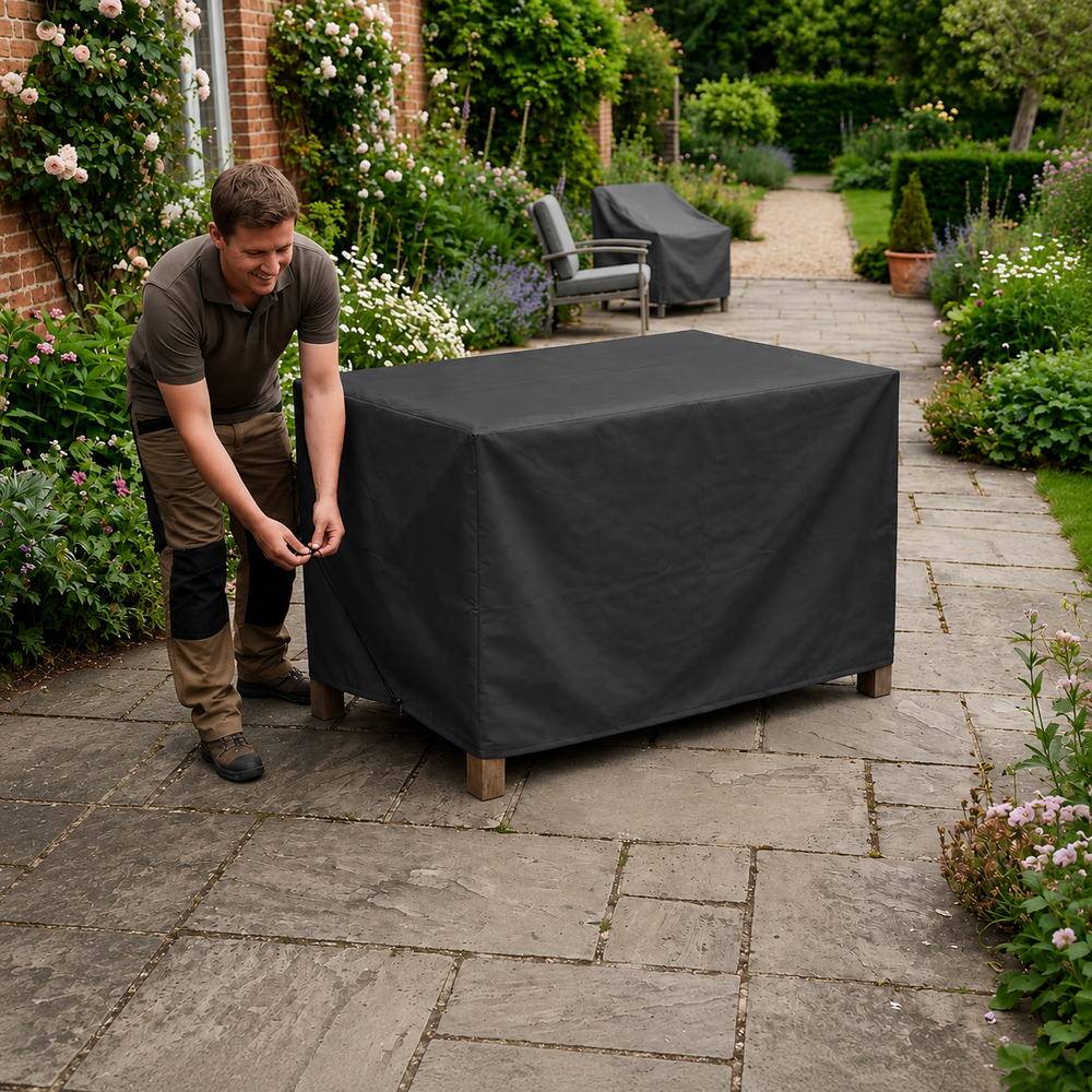 Rectangular Table Cover – Small Charcoal – Durable Polyester – Outdoor Protection