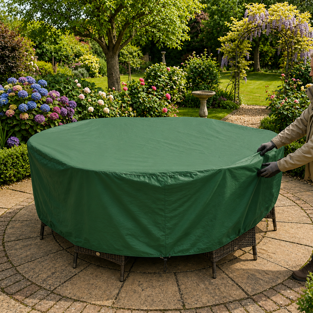 6 Seater Round Furniture Cover – Green – Heavy Duty Polyethylene – Outdoor Protection