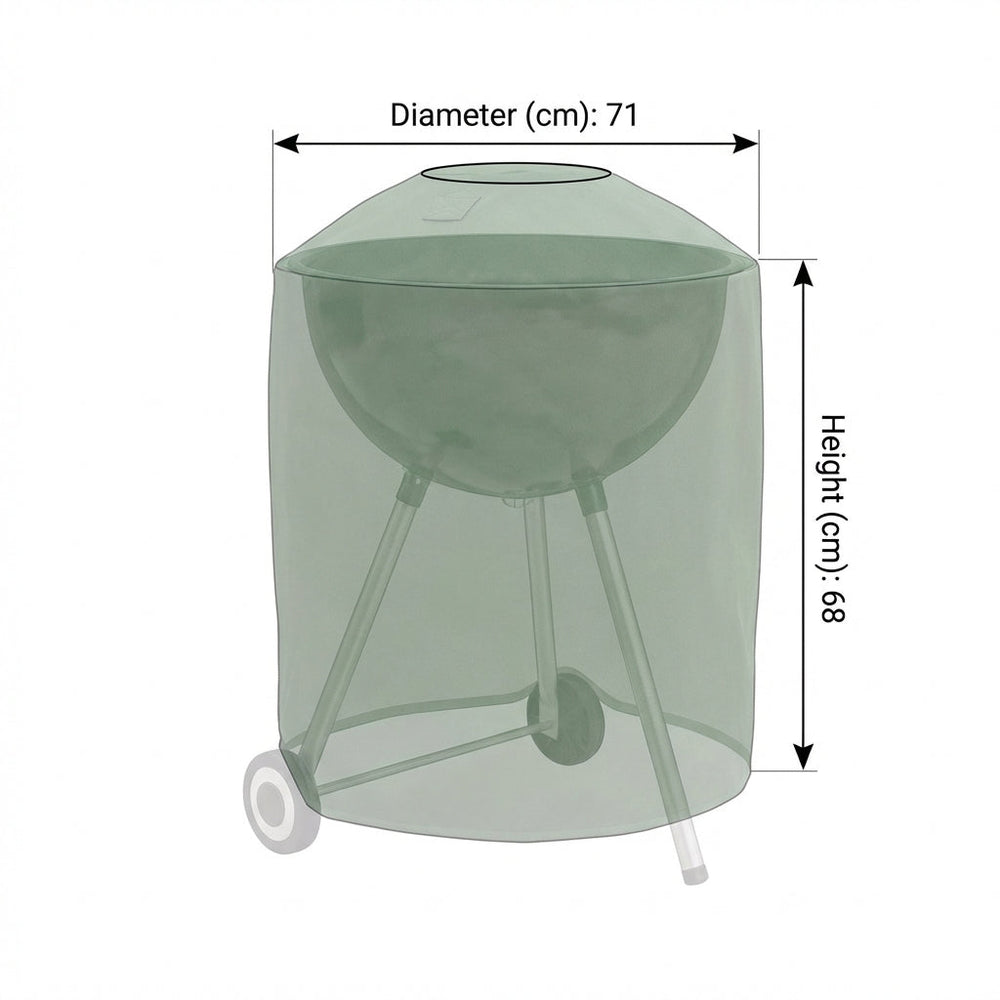 Kettle BBQ Cover – 68x71 cm Green/Black – PVC Backed – Weather Protection