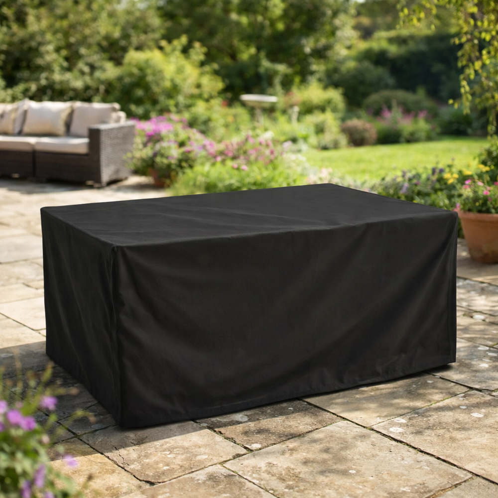 Rectangular Table Cover – 6 Seat Black – Heavy Duty Waterproof – Outdoor Protection