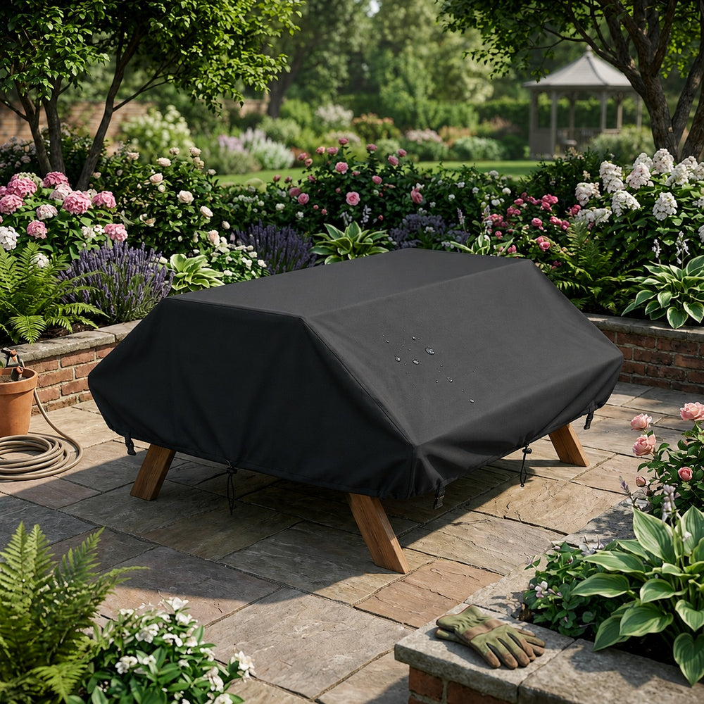 Picnic Table Cover – Black – Super Tough Waterproof – Garden Protection