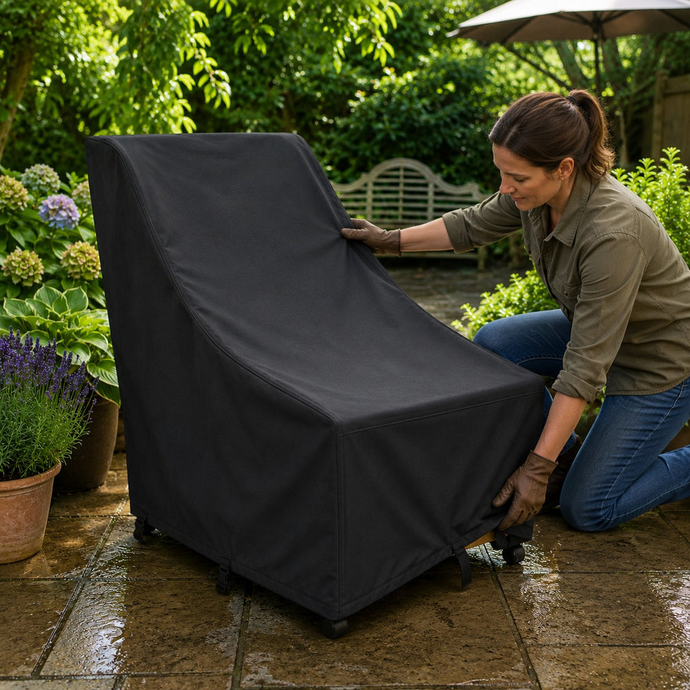 Reclining Chair Cover – Black – Super Tough Waterproof – Outdoor Protection