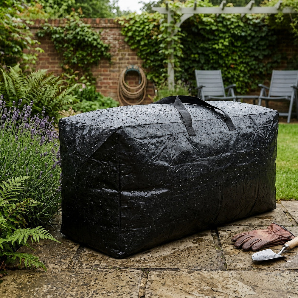 Heavy Duty Cushion Storage Bag – Large Black – Waterproof & UV Resistant – Indoor Use