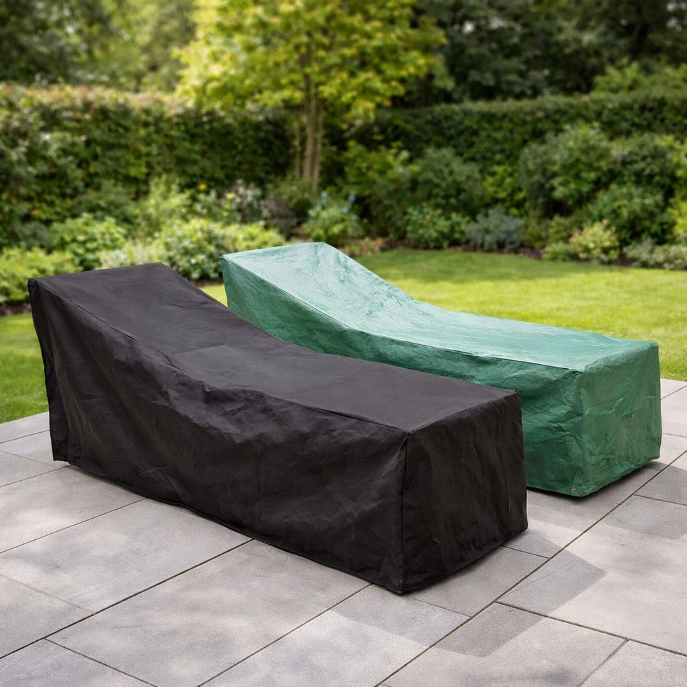 Sun Lounger Cover – Green/Black – Reversible Waterproof Protection – Outdoor Use