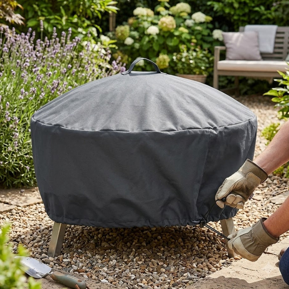 Fire Pit Cover – Large Round Charcoal – Durable Polyester – All-Weather Protection