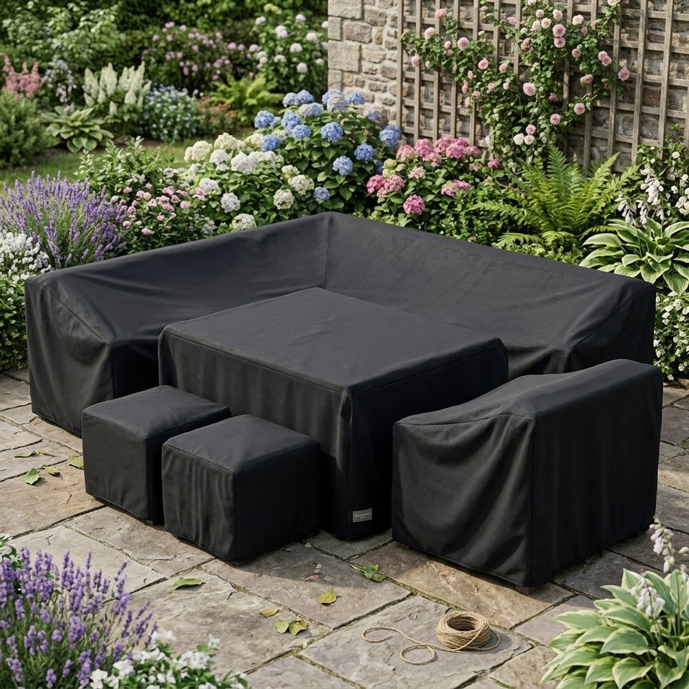 Large Casual Dining Set Cover – Black – Super Tough Waterproof – Outdoor Protection