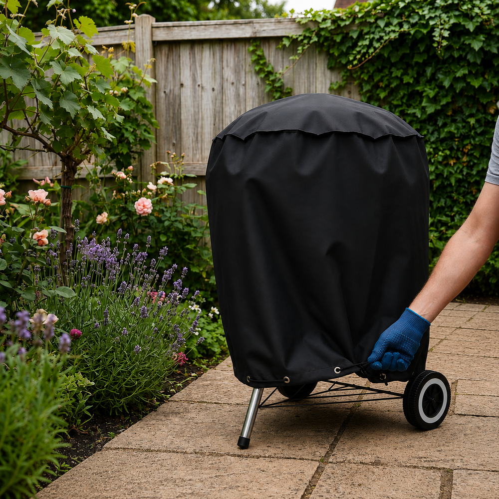 Heavy Duty BBQ Cover – 71cm Black – Waterproof PVC – Outdoor Grill Protection