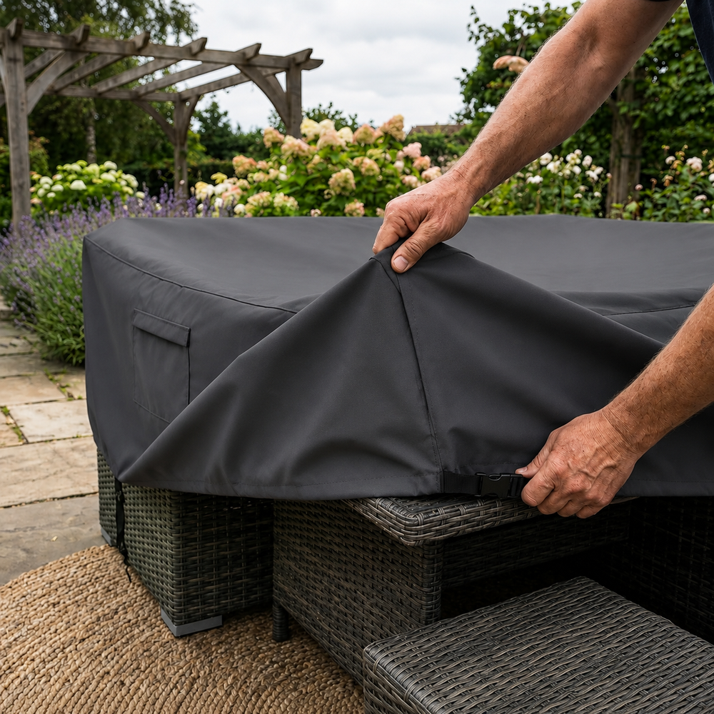 Rectangular Corner Sofa Dining Set Cover – 300cm Charcoal – Durable Polyester – Outdoor Protection