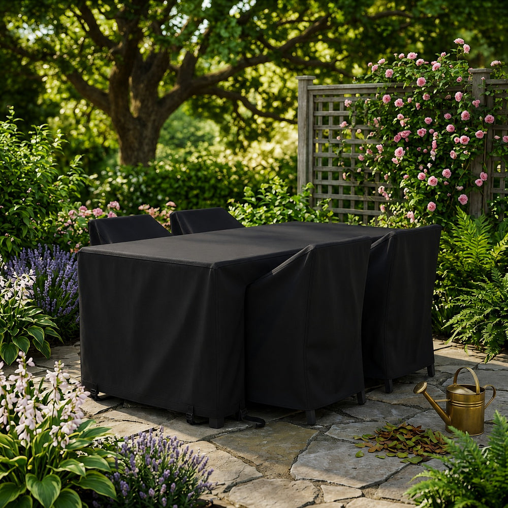 Rectangular Cube Set Cover – 6 Seater – Super Tough Black – Outdoor Protection
