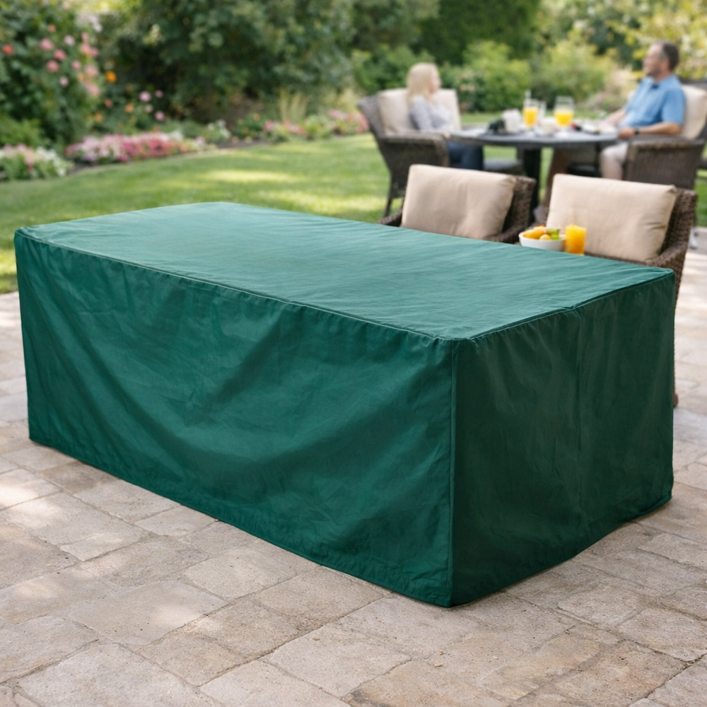 Heavy Duty 8 Seater Rectangular Table Cover – Green – Polyethylene – Outdoor Protection
