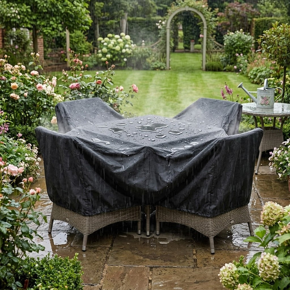 Small Dining Set Cover – Black – Multi-Layered Polyethylene – Outdoor Protection