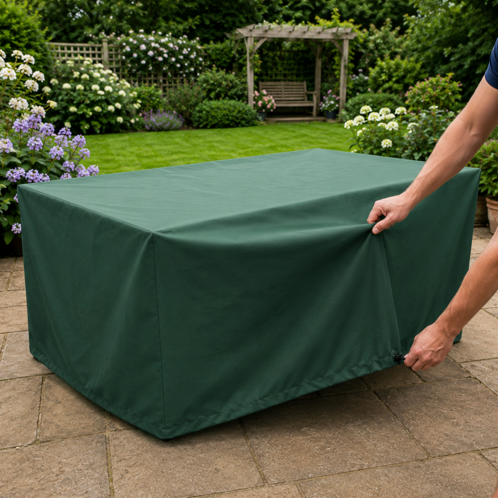 Rectangular Table Cover – 6 Seat Green – Durable Polyester – Outdoor Protection