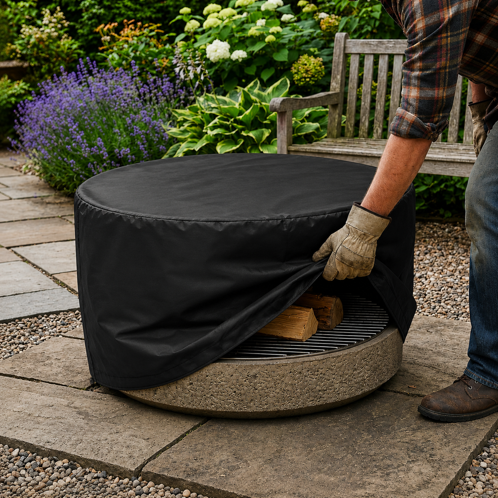 Firepit Cover – Black – Multi-Layered Polyethylene – Outdoor Protection