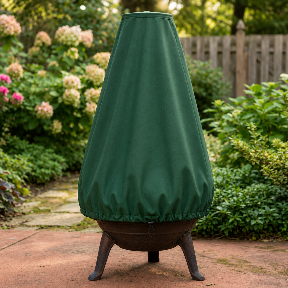 Heavy Duty Large Chimenea Cover – Green – Cross Laminated Material – Outdoor Protection