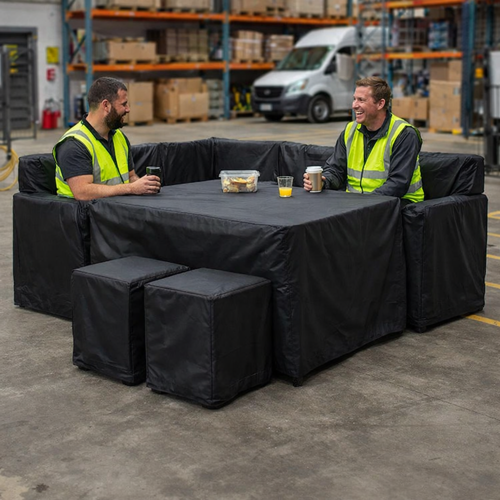 Heavy Duty Dining Set Cover – Small Square – Black – Weather Protection