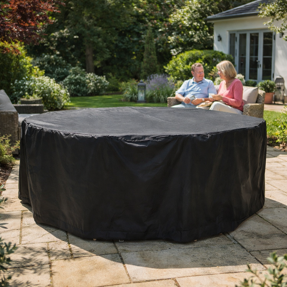 Round 8 Seater Furniture Set Cover – Black – Super Tough Protection – Outdoor Use