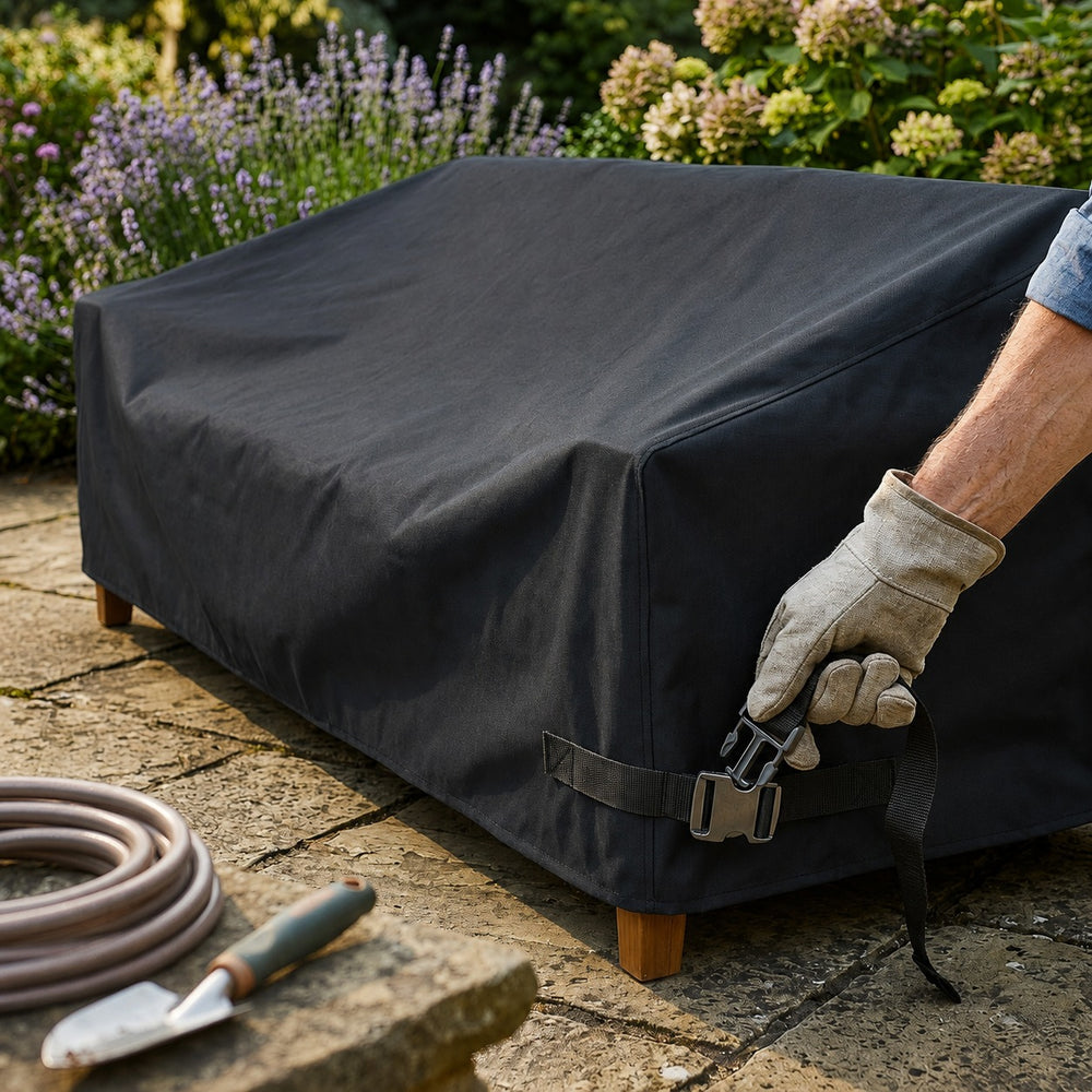 3 Seater Large Sofa Cover – Black – Heavy Duty Weatherproof – Garden Furniture Protection