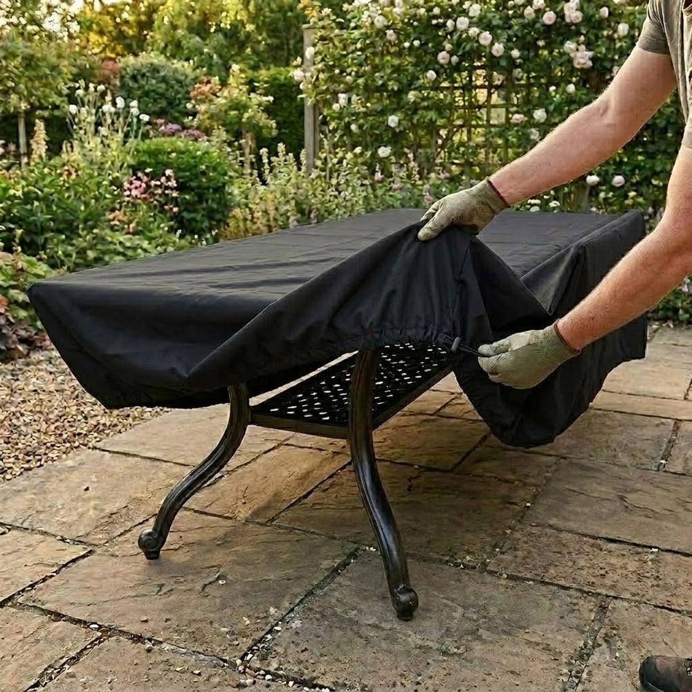 Heavy Duty Table Cover – 8 Seater Rectangular – Black Polyethylene – Outdoor Protection