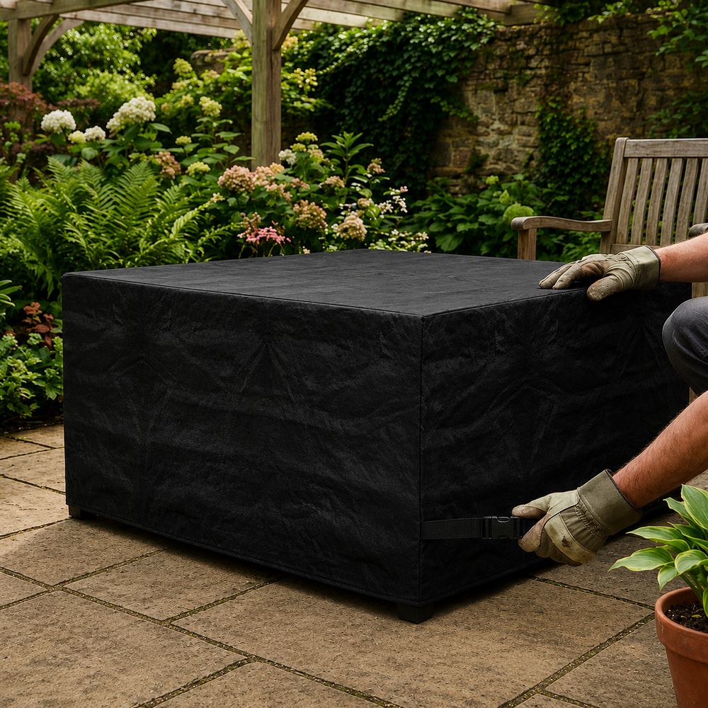 Heavy Duty Coffee Table Cover – Large Black – UV & Weather Resistant – Outdoor Protection
