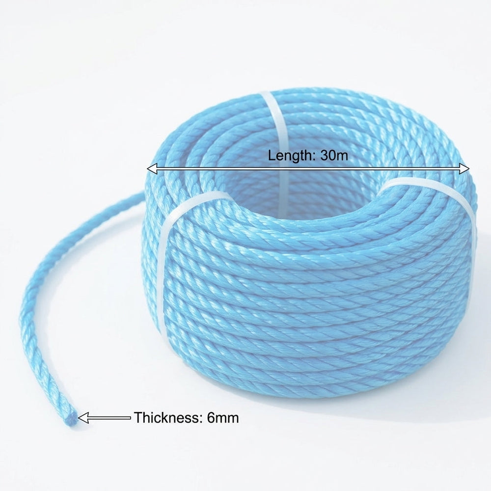 30m Polypropylene Rope – 6mm Thickness – Rot-Resistant – General Purpose Use