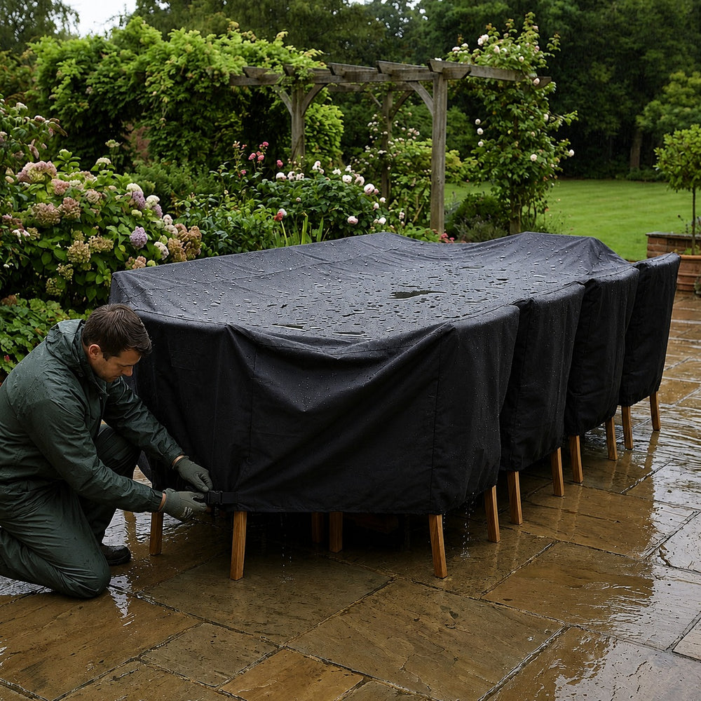 Heavy Duty Furniture Set Cover – 8-10 Seater – Black – Outdoor Protection