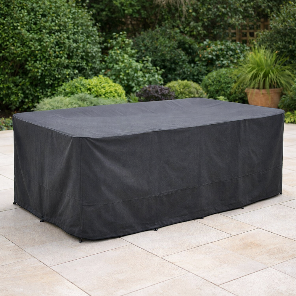 Rectangular Patio Set Cover – 8 Seat Charcoal – Durable Polyester – Outdoor Protection